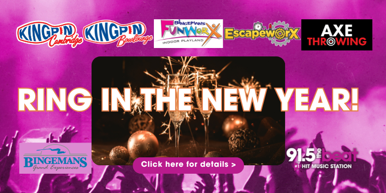 New Year’s Eve at Bingemans FunworX, Kingpin Bowlounge, and Kingpin Cambridge